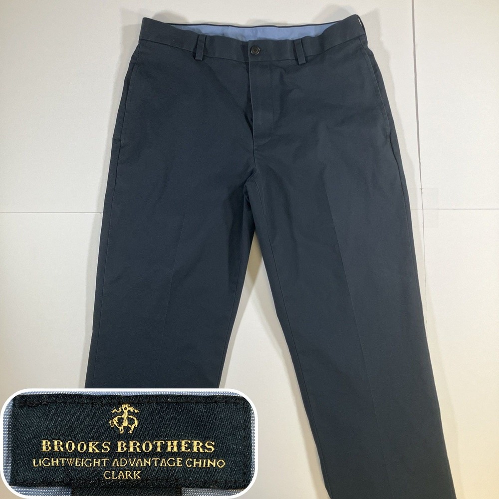 Brooks Brothers Lightweight Advantage Chino Clark Mens 32x30 Navy Cotton Pants